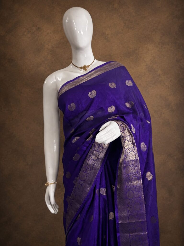 Wedding wear purple silk saree for women