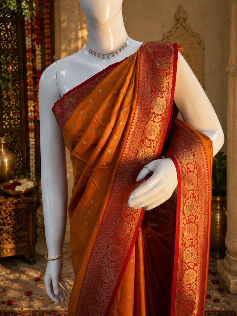 Wedding wear orange saree for women