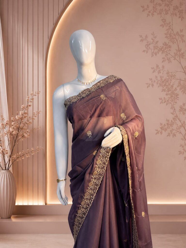 Stylish embroidered saree for festive occasions