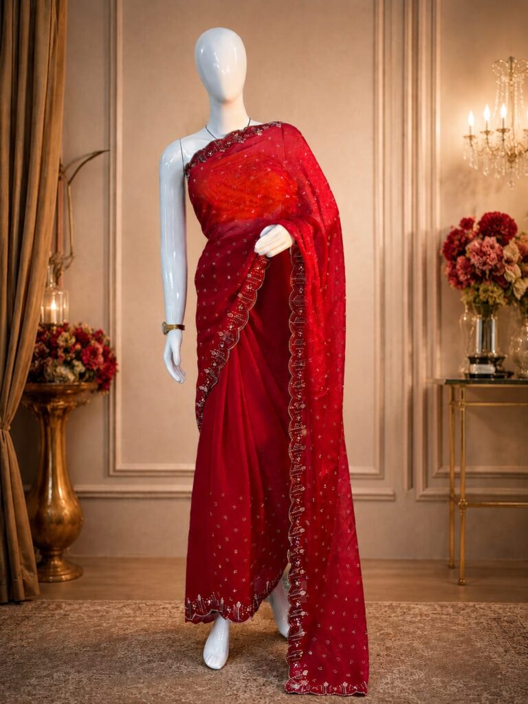 Soft flowy festive georgette saree