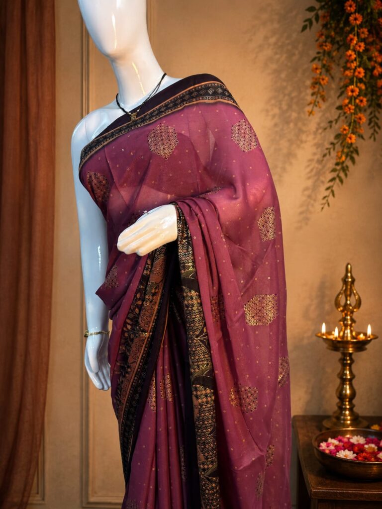 Designer mauve party wear saree